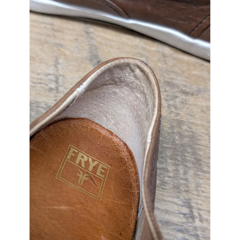 Frye‎ Brown Leather Zip Slip-On Sneakers Women's 10 Minimalist Casual
